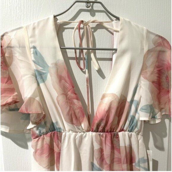 Show Me Your Mumu Faye Flutter White and Pink Floral Maxi Dress NWT - Picture 12 of 14
